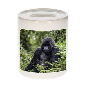 Dieren foto spaarpot gorilla 9 cm - gorilla apen spaarpotten jongens en meisjes   -