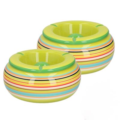2x stuks asbak in mooie groene kleuren combinatie van 19 cm