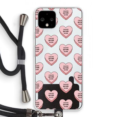 Chicks before dicks: Pixel 4 Transparant Hoesje met koord