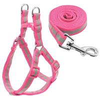 Kleine medium honden nylon reflecterende leiband lead set grootte: S (roze)
