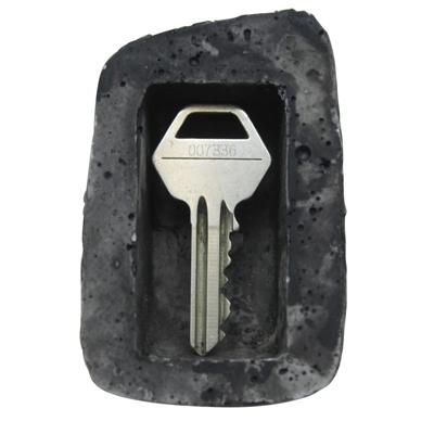 Sleutel opberg steen - grijs - polystone - 8 x 5 x 4 cm - nepsteen met geheim vakje voor buiten