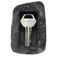 Sleutel opberg steen - grijs - polystone - 8 x 5 x 4 cm - nepsteen met geheim vakje voor buiten