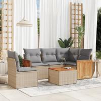 6-delige Loungeset met kussens poly rattan beige 6-delige Loungeset met kussens poly rattan beige