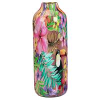 Vaas Flower Bouquet - bloemenprint goud - metaal/emaille - D12 x H34 cm - bloemenvaas