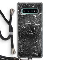 Zwart marmer: Samsung Galaxy S10 Plus Transparant Hoesje met koord