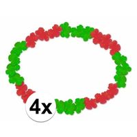 4x Hawaii ketting/slinger/krans Portugal rood/groen   -