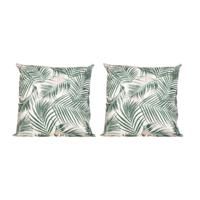 6x Bank/sier kussens met palm plant/bladeren print voor binnen en buiten 45 x 45 cm