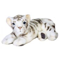 Levensechte Hansa pluche witte tijger pup knuffel liggend 26 cm - thumbnail