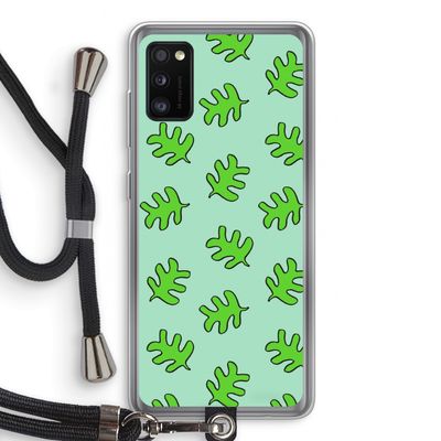 Groene blaadjes: Samsung Galaxy A41 Transparant Hoesje met koord