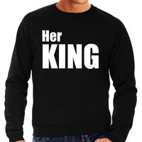 Her king zwarte trui / sweater met witte tekst voor heren / koppels / bruidspaar 2XL  - - thumbnail