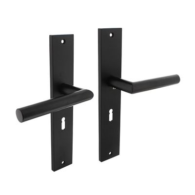 Intersteel Deurklink Bastian op schild 245x45 mm met sleutelgat 56mm mat zwart