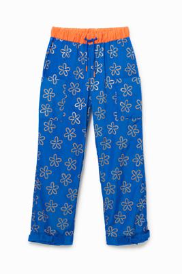 Lange gebloemde broek - BLUE - L