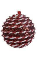 Kerstbal foam swirl 8 cm rood / wit