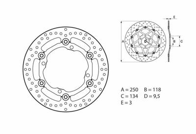 BREMBO Serie Oro remschijf, remschijven voor de moto, zwevend 78B40812