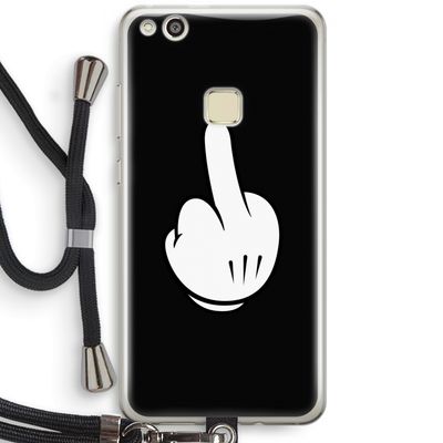 Middle finger black: Huawei Ascend P10 Lite Transparant Hoesje met koord