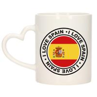 Cadeau koffiemok Spanje - vlag - I love - 300 ml - keramiek - landen thema - support