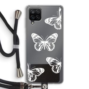 White butterfly: Samsung Galaxy A12 Transparant Hoesje met koord
