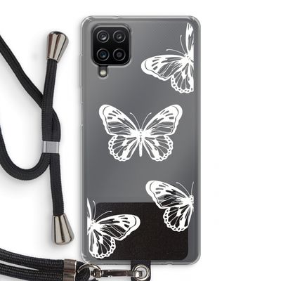 White butterfly: Samsung Galaxy A12 Transparant Hoesje met koord