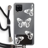 White butterfly: Samsung Galaxy A12 Transparant Hoesje met koord