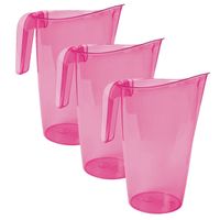 3x stuks waterkan/sapkan transparant/roze met inhoud 1.75 liter kunststof - thumbnail