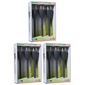 Set van 9x stuks zwarte solar LED lantaarns 31 cm