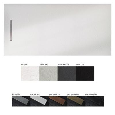 Xenz Soft douchevloer - 160x90x3 - balk afvoer rvs - zwart mat STL090160-29-52