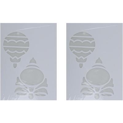 Kerst raamsjabloon kerstbal - 2x - wit - 35 cm - raamdecoratie - kerstversiering