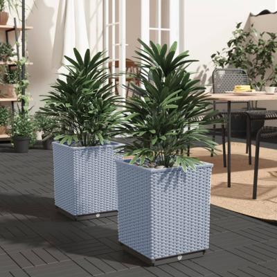 VidaXL Plantenbakken 2 st 30x30x37 cm polypropeen lichtgrijs