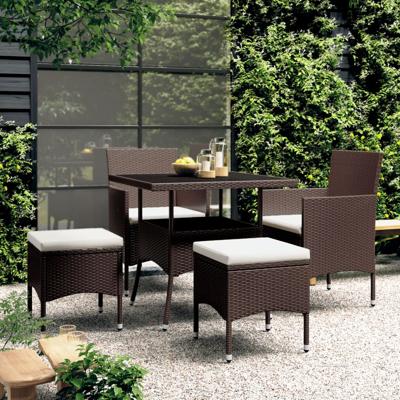 5-delige Loungeset poly rattan bruin