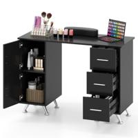 Professionele Manicuretafel met 2 Kasten 3 Lades Nagelstudio met Polssteun Metalen Poten voor Schoonheidssalon Spa 108 x 45 x 76 cm
