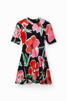 Korte skaterjurk met bloemen - BLACK - XL