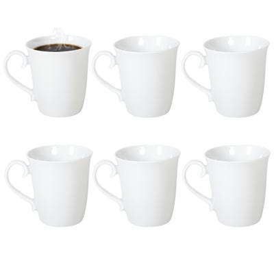 Gerimport Koffie / thee mok - sierlijk - 6x stuks - wit - 310 ml - mokken - keramiek