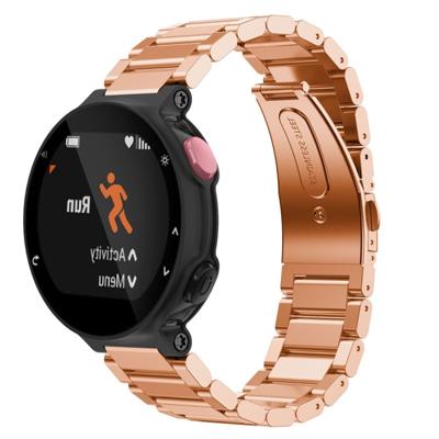 Universal Smart Watch drie stalen strips polsband horlogeband voor Garmin Forerunner 220/230/235/630/620/735 (Rose Gold)