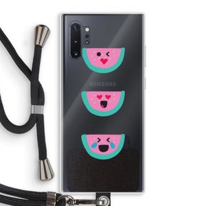 Smiley watermeloen: Samsung Galaxy Note 10 Plus Transparant Hoesje met koord