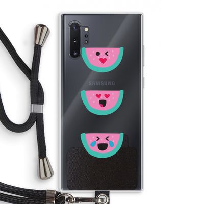 Smiley watermeloen: Samsung Galaxy Note 10 Plus Transparant Hoesje met koord