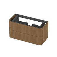 INK - Afgeronde Onderkast Fineer 2 Laden Softclose met Gefreesd Front Tbv Grepen - 1000x450x520 Mm - Light Veneer