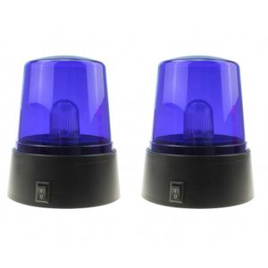 2x Politie zwaailamp/zwaailicht met blauw LED licht 11 cm