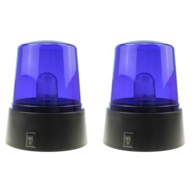 2x Politie zwaailamp/zwaailicht met blauw LED licht 11 cm