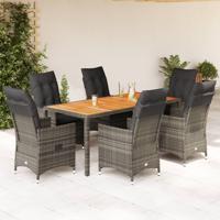 7-delige Tuinset met kussens poly rattan grijs