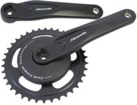 Miranda crankstel alfa 1 38t, cranklengte 170mm. zwart, aluminium, spieloos. met disc