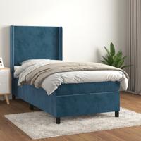 Boxspring met matras fluweel donkerblauw 100x200 cm