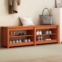 VidaXL Schoenenbank met plank met opslag wasbruin 160 x 36,5 x 50 cm