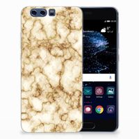 Huawei P10 Plus TPU Siliconen Hoesje Marmer Goud - thumbnail