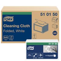 Reinigingsdoek Tork Cleaning W8 zacht flexibel nonwoven 55 vel wit 510150 - thumbnail