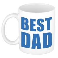 Mok Best dad - 300 ml - wit/blauw - vaderdag - cadeau - koffiemok - mokken