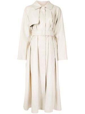 Goen.J trench ceinturé en cuir artificiel - Tons neutres