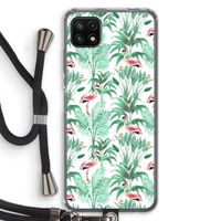Flamingo bladeren: Samsung Galaxy A22 5G Transparant Hoesje met koord Flamingo bladeren: Samsung Galaxy A22 5G Transparant Hoesje met koord