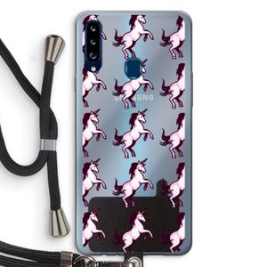 Musketon Unicorn: Samsung Galaxy A20s Transparant Hoesje met koord