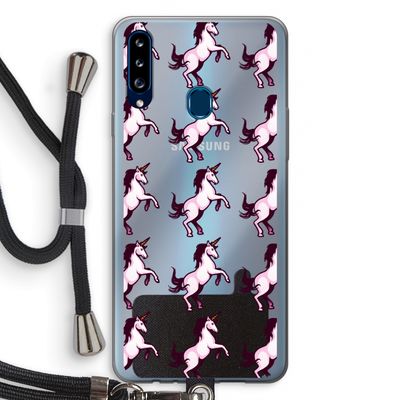 Musketon Unicorn: Samsung Galaxy A20s Transparant Hoesje met koord