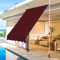 150 cm Brede Klemmarkies Zonder Boren UV-bestendige Balkonmarkies Hoogteverstelbare Markies Rood
